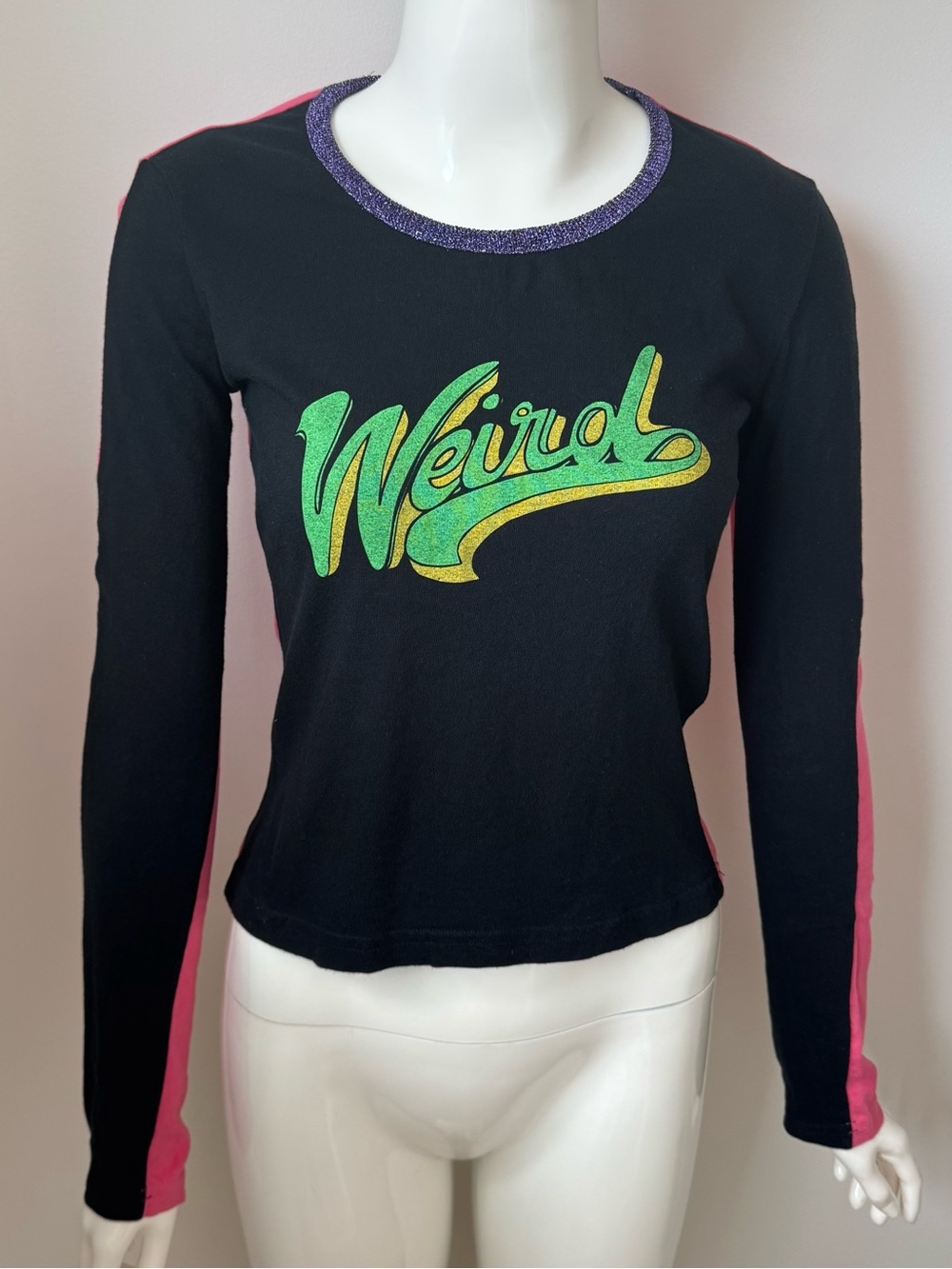 Authentic dolce&gabbana D&G two tone black/pink “weird” graphing longsleeve top